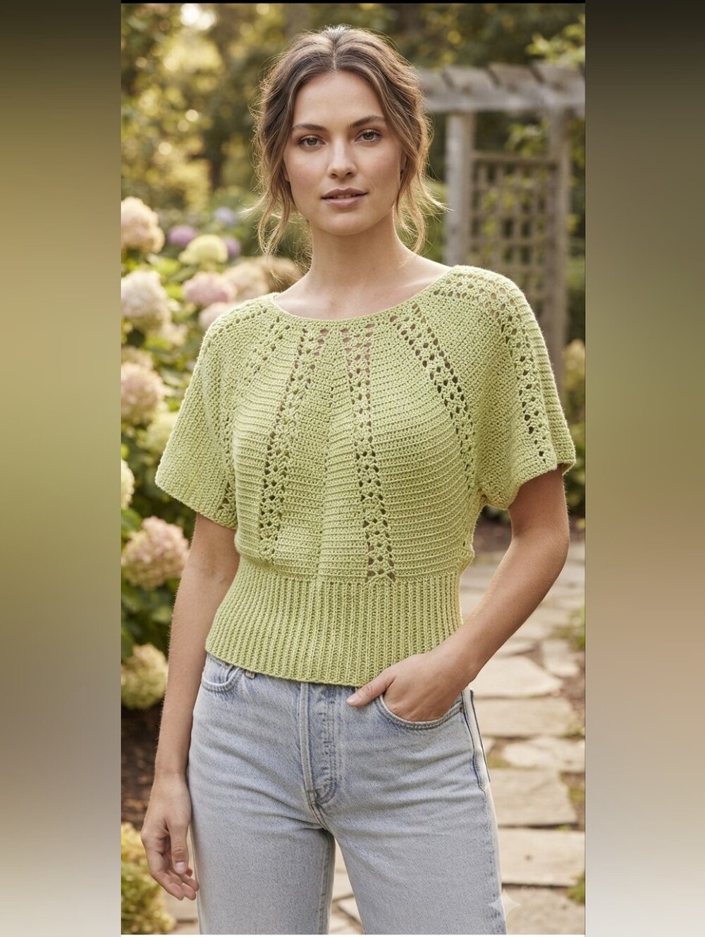 Vintage Style Crocheted Bat Wing Top